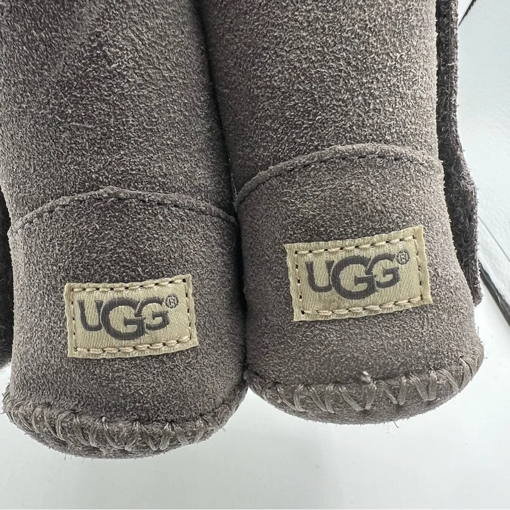 UGG Caden Boots Baby 2/3 6-12 Mos Shearling Winter Boot 1005198I Gray Suede EUC